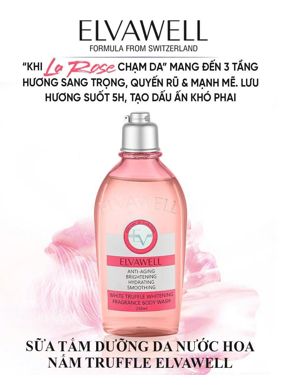 ELVAWELL WHITE TRUFFLE AMINO ACID FRAGRANCE BODY WASH IN LA ROSE 250ML