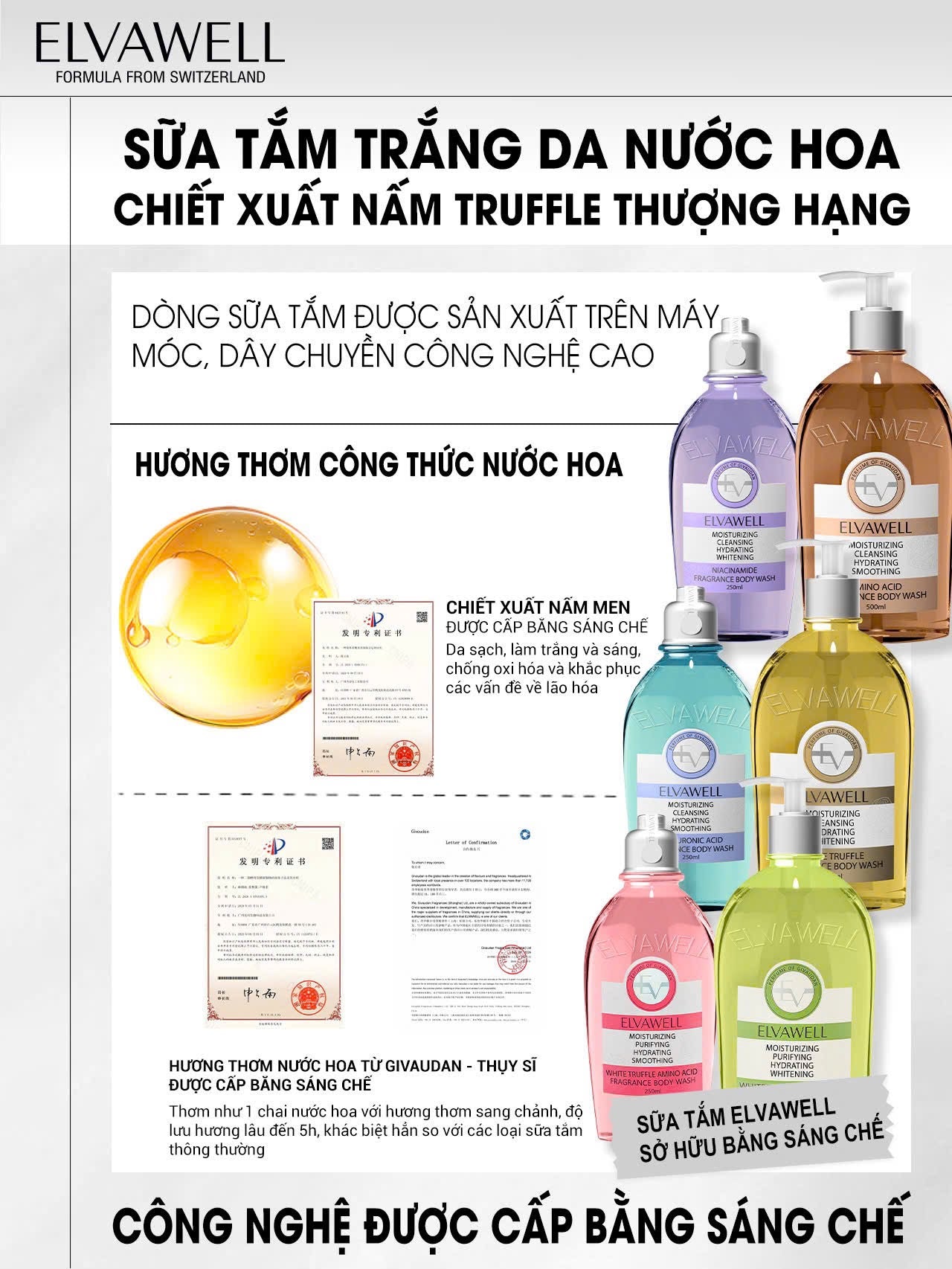 ELVAWELL WHITE TRUFFLE AMINO ACID FRAGRANCE BODY WASH IN LA ROSE 250ML