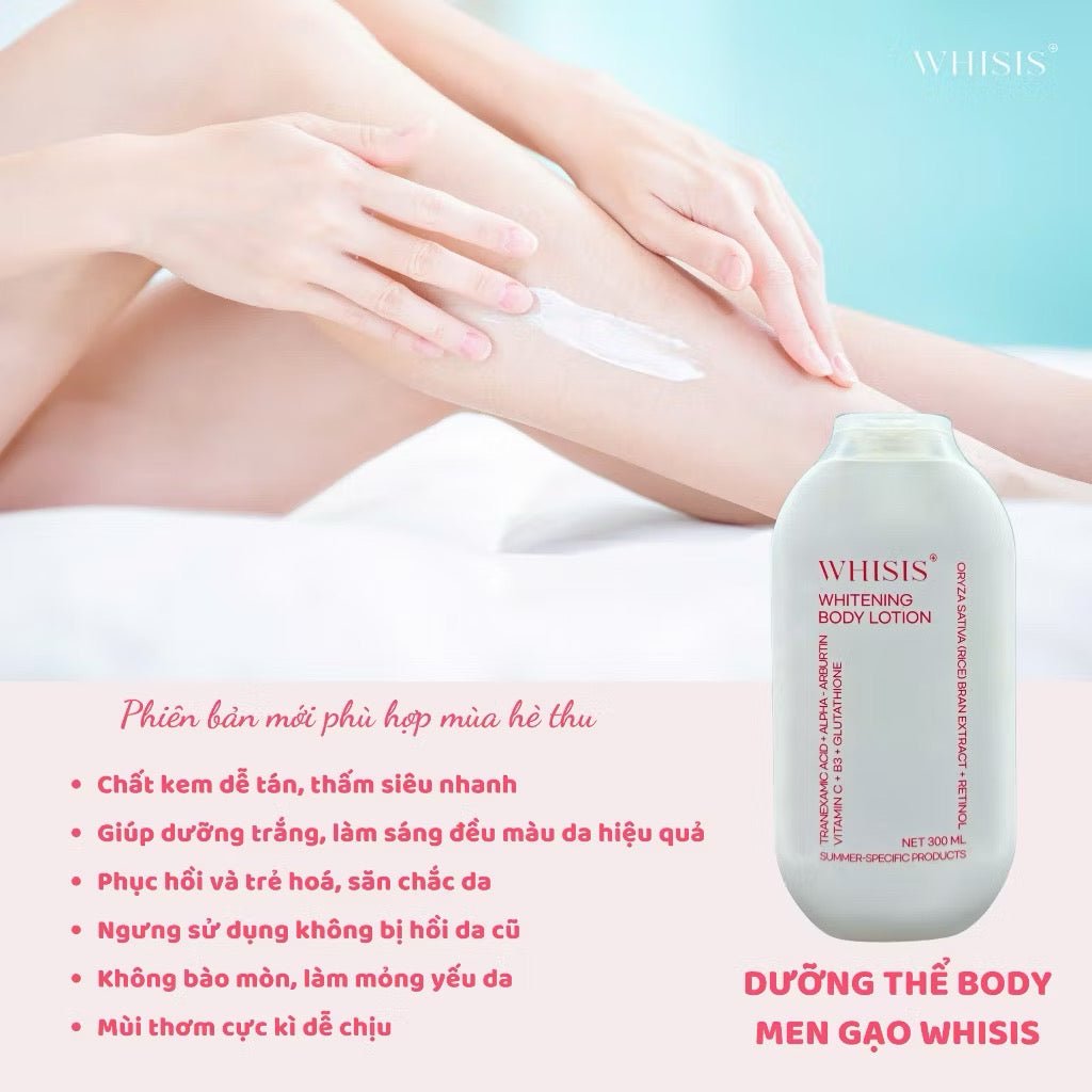 WHISIS PREMIUM COLLAGEN BODY CREAM SPF50+ PA++++ 200ML & RICE FERMENT WHITENING BODY LOTION 300ML BUNDLE
