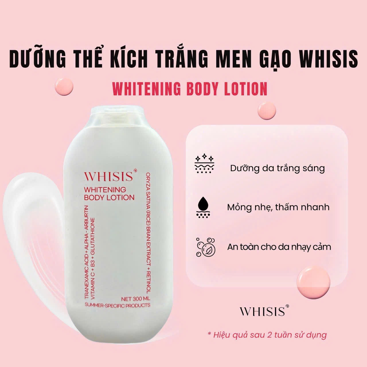 WHISIS PREMIUM COLLAGEN BODY CREAM SPF50+ PA++++ 200ML & RICE FERMENT WHITENING BODY LOTION 300ML BUNDLE