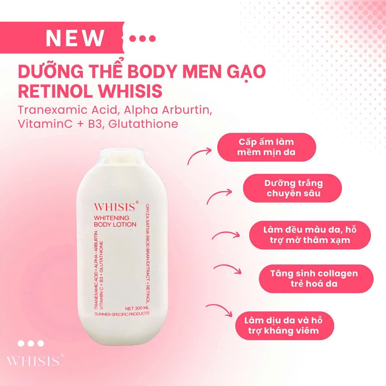 WHISIS PREMIUM COLLAGEN BODY CREAM SPF50+ PA++++ 200ML & RICE FERMENT WHITENING BODY LOTION 300ML BUNDLE