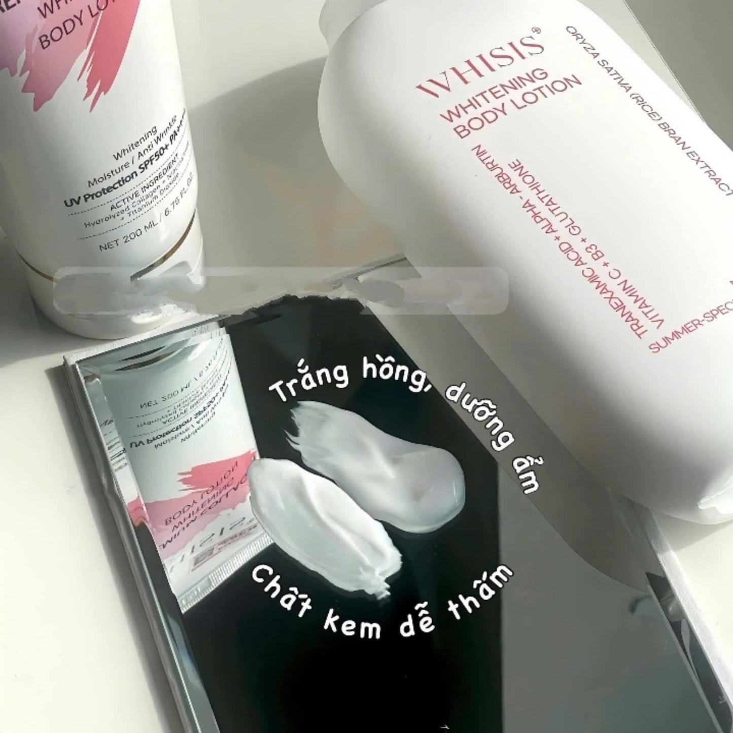 WHISIS PREMIUM COLLAGEN BODY CREAM SPF50+ PA++++ 200ML & RICE FERMENT WHITENING BODY LOTION 300ML BUNDLE