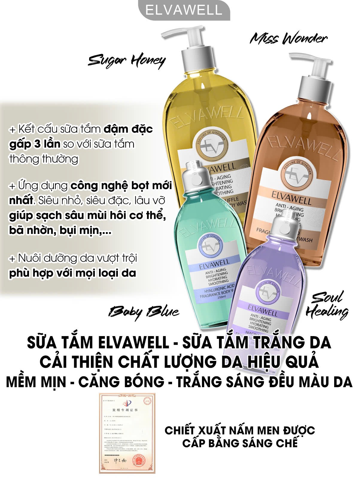 ELVAWELL WHITE TRUFFLE AMINO ACID FRAGRANCE BODY WASH IN LA ROSE 250ML