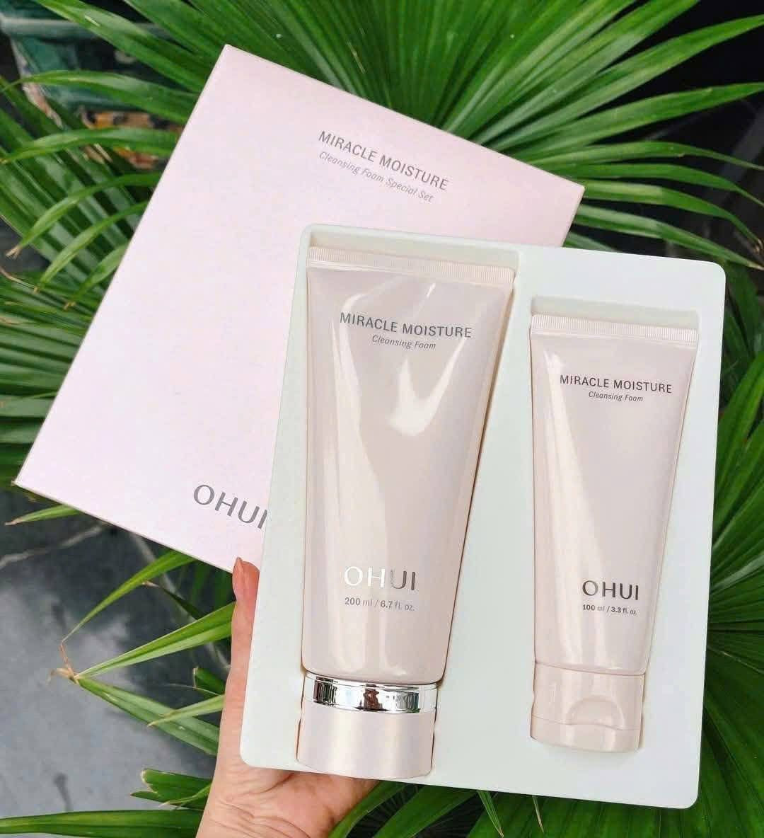 OHUI PINK CLEANSING FOAM SET 200ML & 100ML