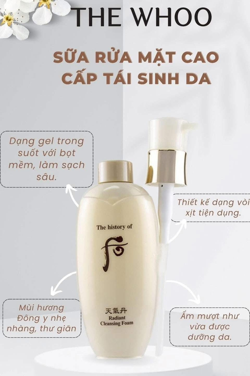 THE WHOO RADIANT CLEANSING FOAM SET 200ML & 50ML