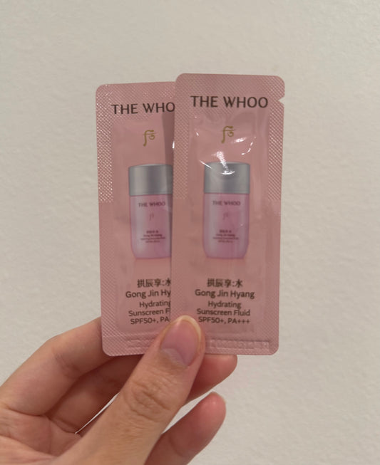 THE WHOO GONGJINHYANG HYDRATING SUNSCREEN FLUID SPF50+ PA+++ SAMPLES 1ML x 120PCS