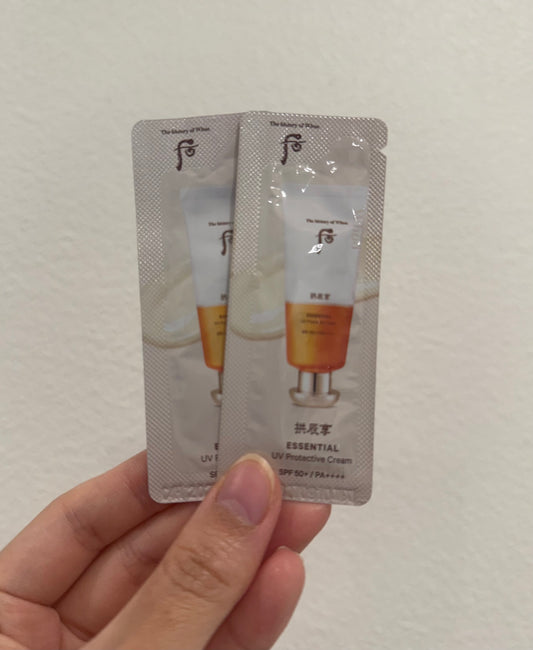 THE WHOO ESSENTIAL UV PROTECTIVE CREAM SPF50+ PA++++ SAMPLES 1ML x 30PCS