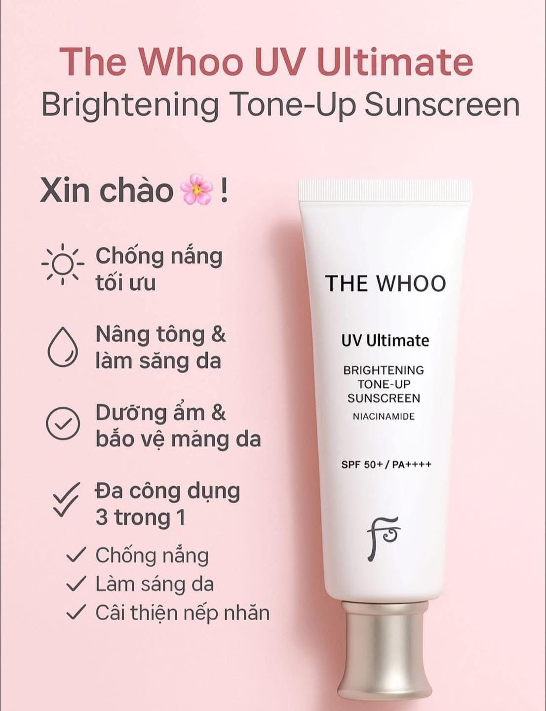 THE WHOO UV ULTIMATE BRIGHTENING TONE UP SUNSCREEN NIACINAMIDE SPF50+ PA++++ SET