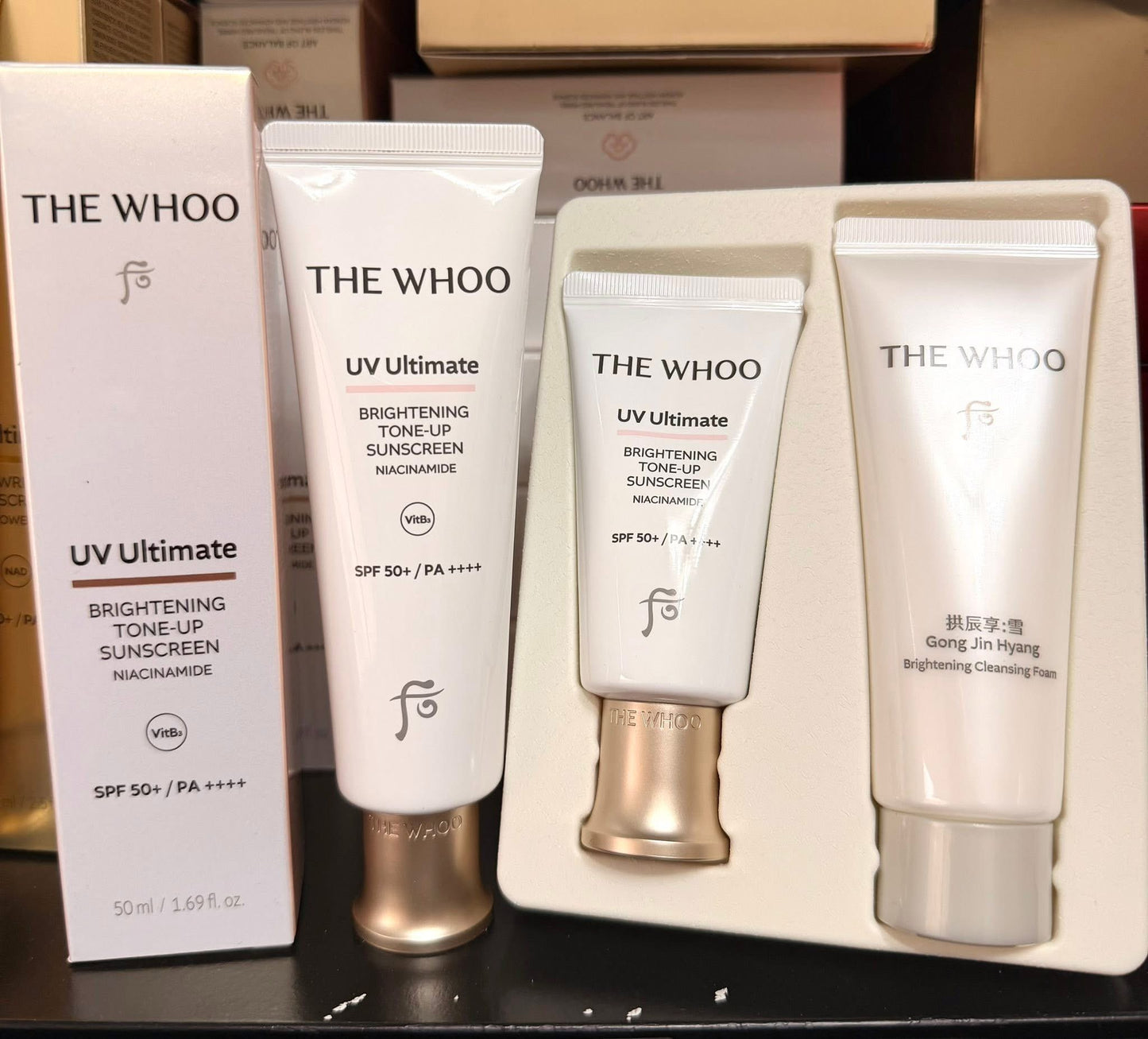 THE WHOO UV ULTIMATE BRIGHTENING TONE UP SUNSCREEN NIACINAMIDE SPF50+ PA++++ SET