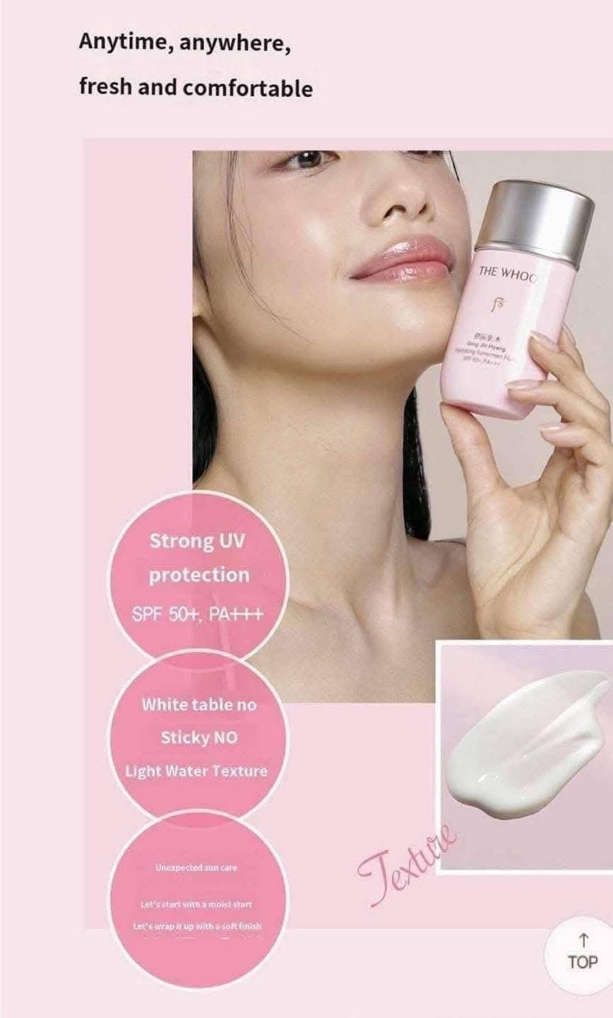 THE WHOO GONGJINHYANG HYDRATING SUNSCREEN FLUID SPF50+ PA+++ SAMPLES 1ML x 30PCS