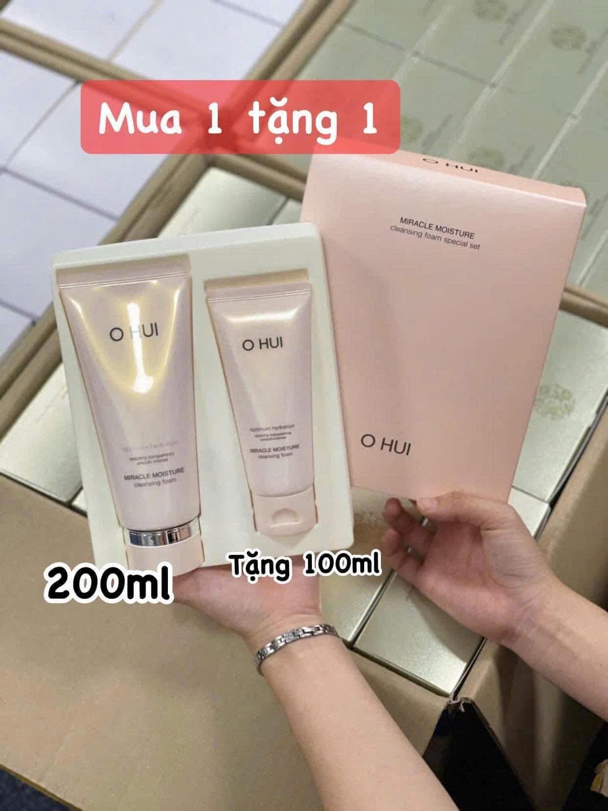 OHUI PINK CLEANSING FOAM SET 200ML & 100ML