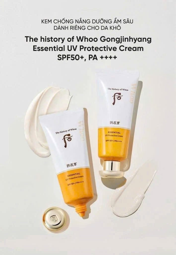 THE WHOO ESSENTIAL UV PROTECTIVE CREAM SPF50+ PA++++ SAMPLES 1ML x 60PCS