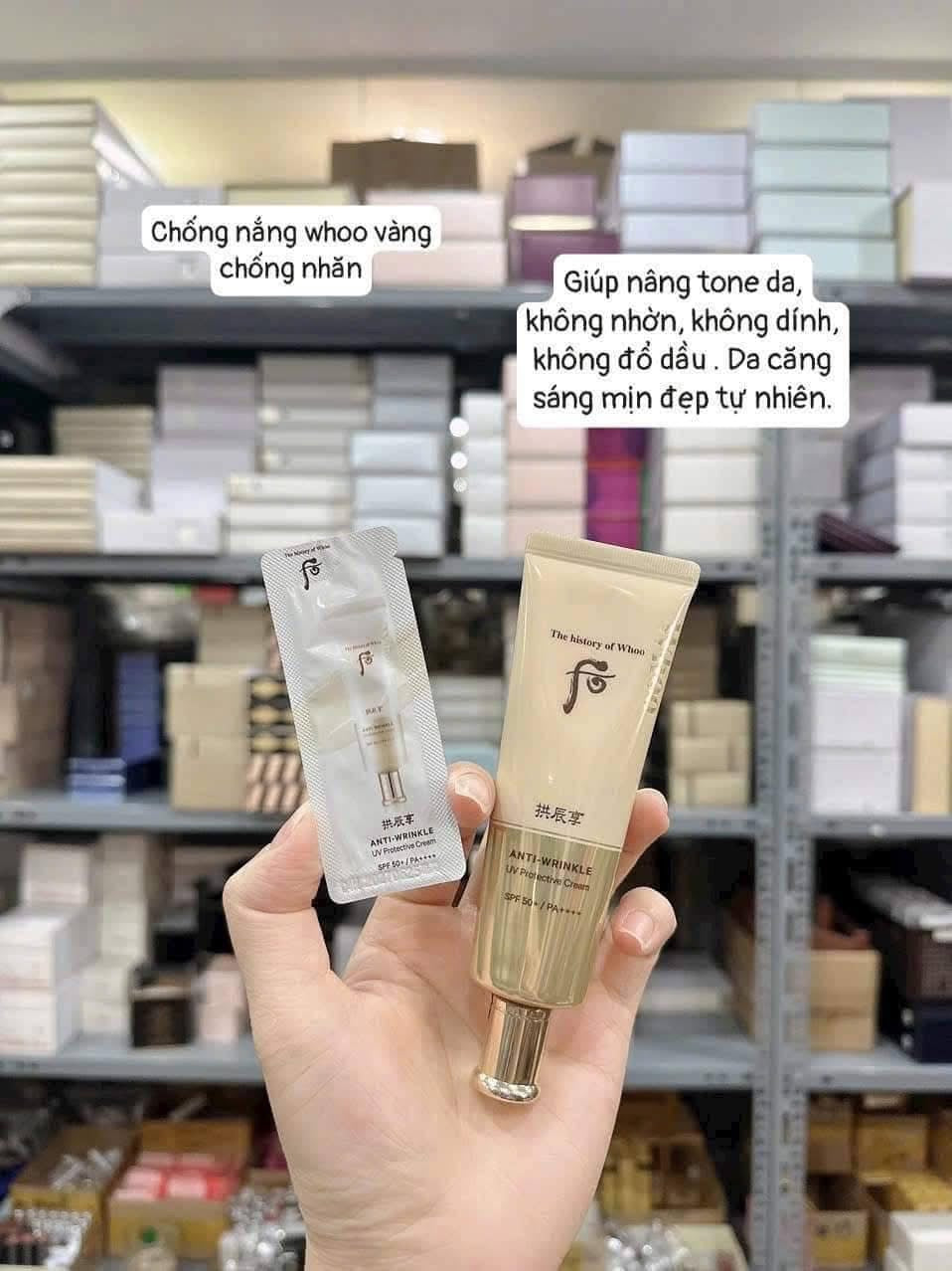 THE WHOO ANTI WRINKLE UV PROTECTIVE CREAM SPF50+ PA++++ SAMPLES 1ML x 60PCS