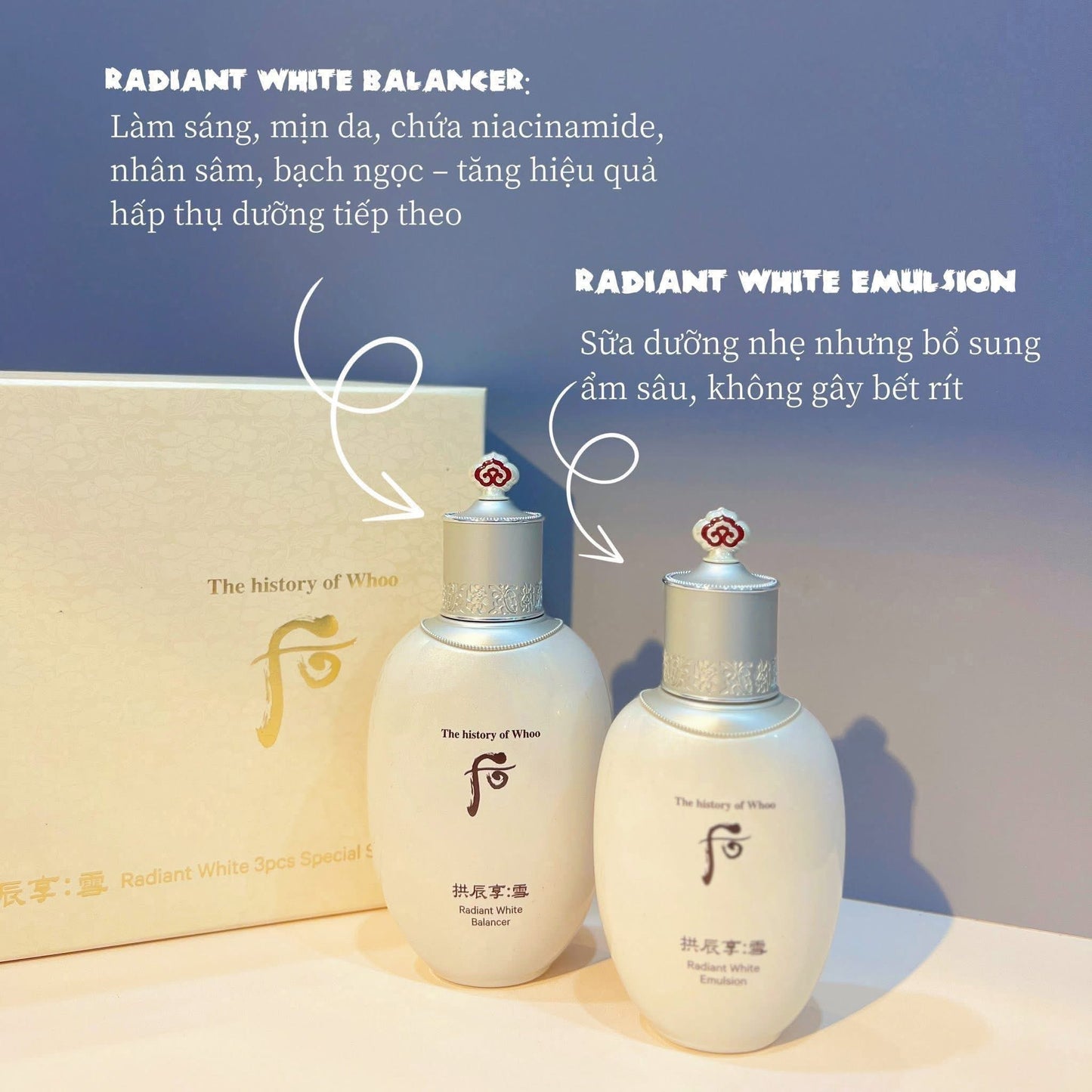THE WHOO WHITE RADIANT MOISTURE FULL SET OF 8 ITEMS